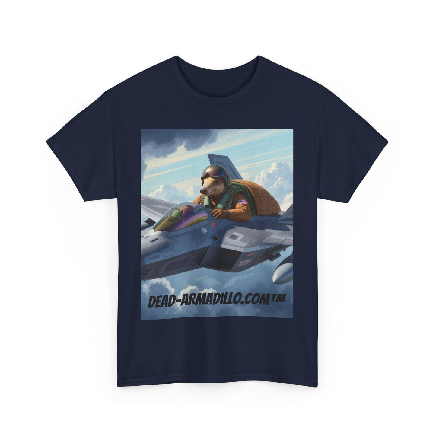 "Aviator Tee | Armadillo Flying a Jet Plane | Custom made by Dead-Armadillo.com™ | Clouds Zoom | Wild Blue Yonder"