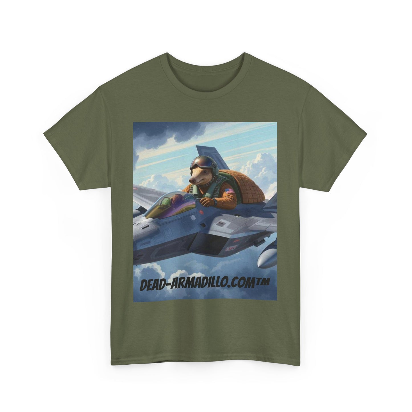 "Aviator Tee | Armadillo Flying a Jet Plane | Custom made by Dead-Armadillo.com™ | Clouds Zoom | Wild Blue Yonder"