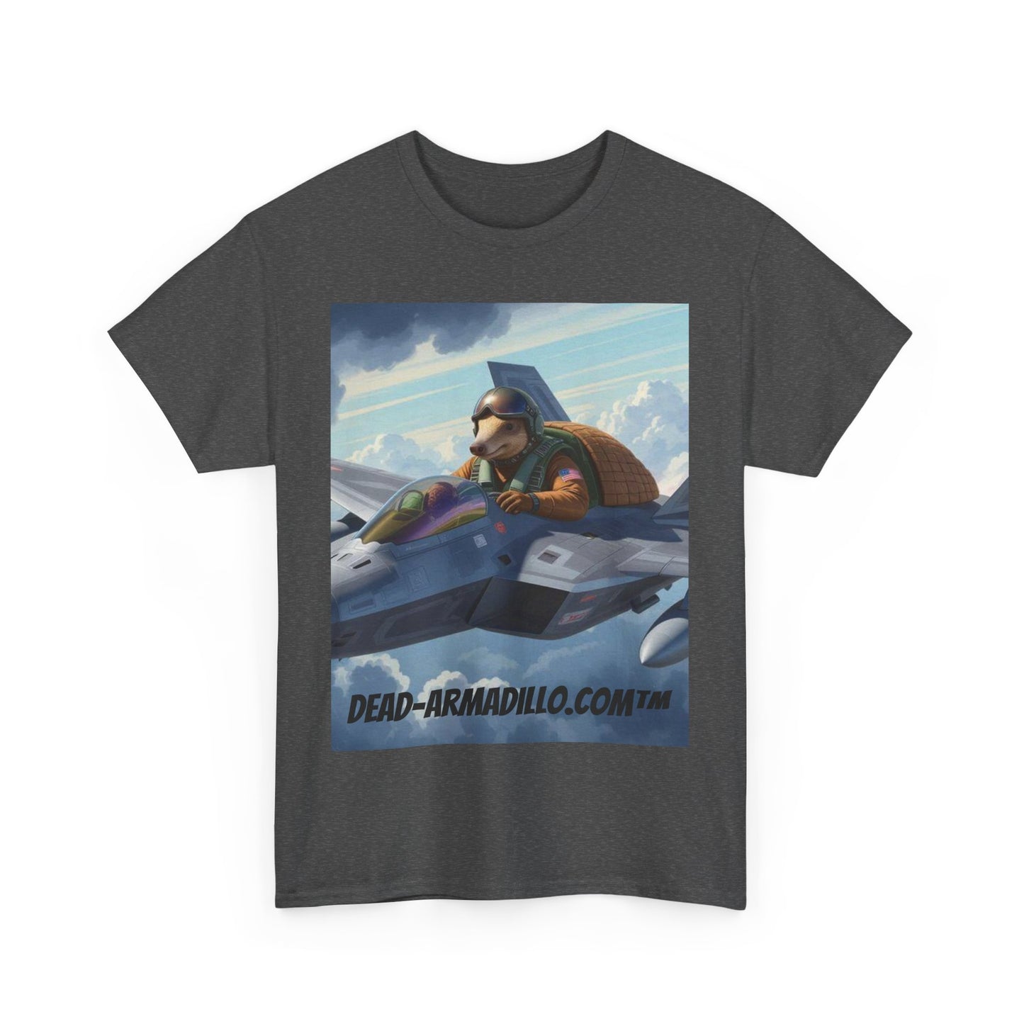 "Aviator Tee | Armadillo Flying a Jet Plane | Custom made by Dead-Armadillo.com™ | Clouds Zoom | Wild Blue Yonder"