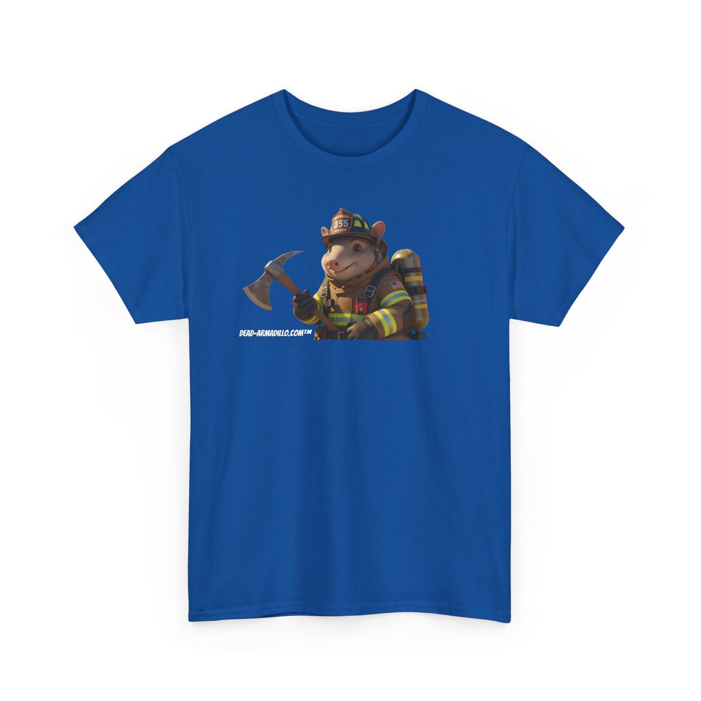 Firefighter Armadillo Tee |  Custom Two Sided Print  | Graphic Tee | Unisex Heavy Cotton Shirt | Fun Animal T-Shirt