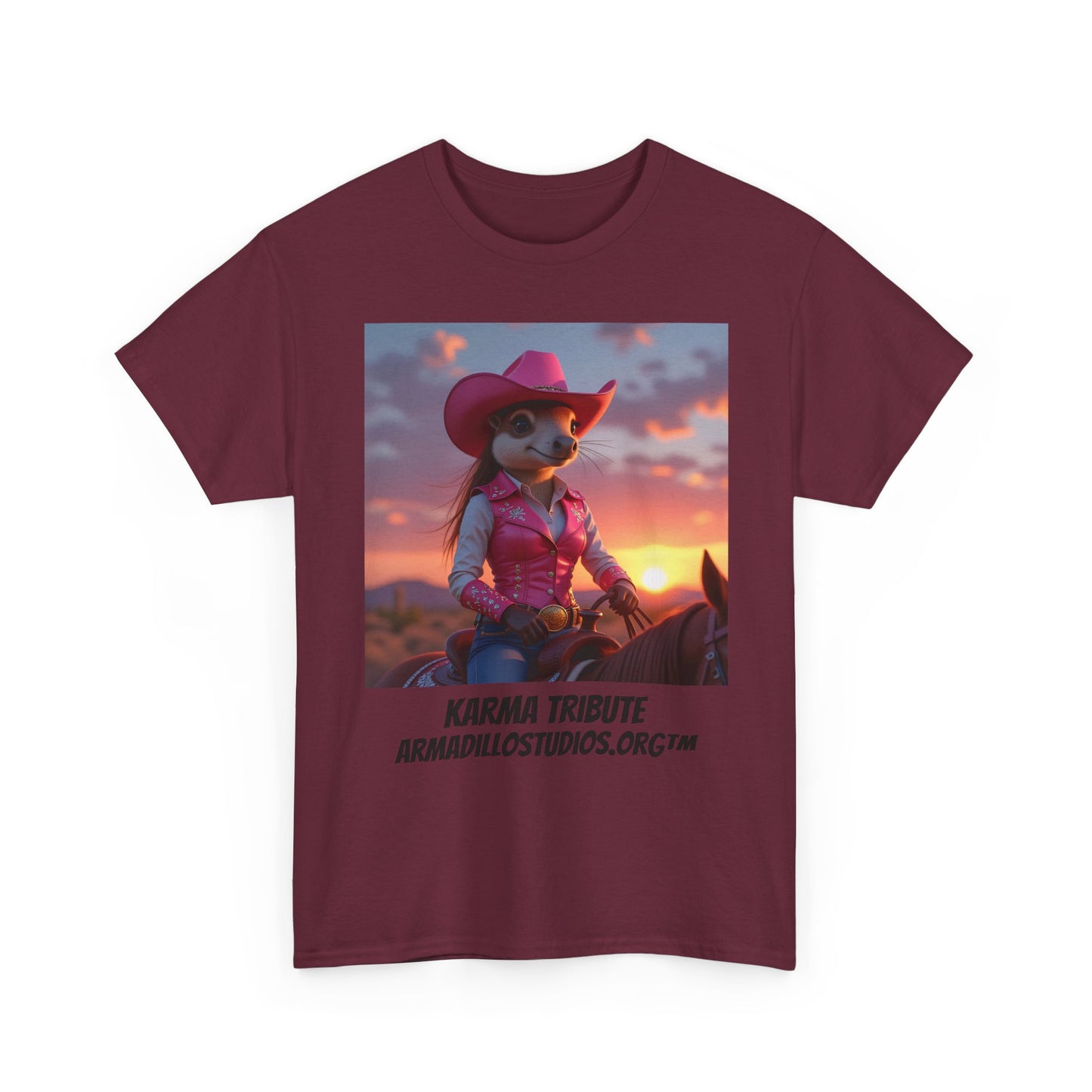 "Armadillo Vaquera" | Camiseta al atardecer | Su Edición | Camiseta Casual | Camiseta Estilo Oeste | Regalo para Amantes de los Animales | Camiseta Divertida con Estampado | Ropa de Diario