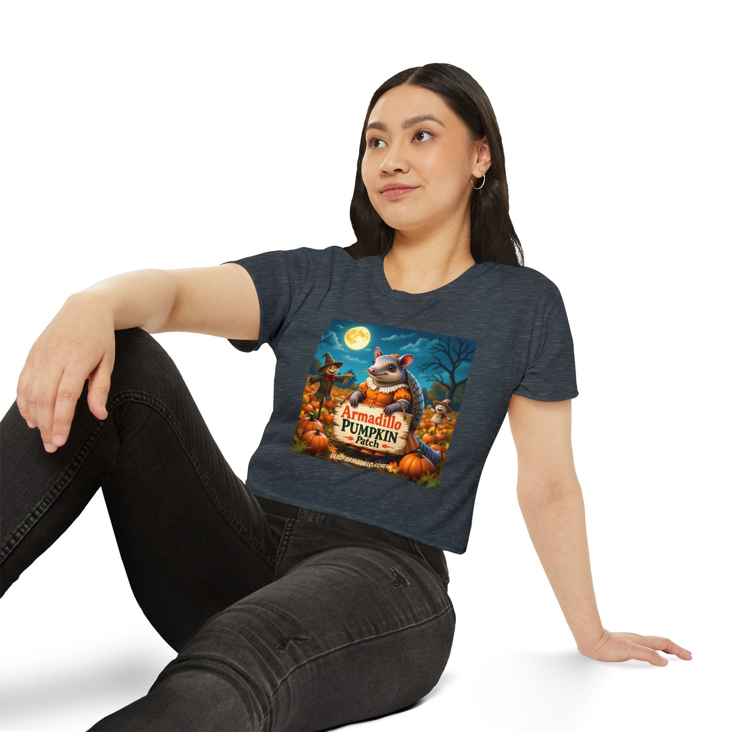Armadillo Pumpkin Patch Crop Top — Women’s Halloween Festival Tee