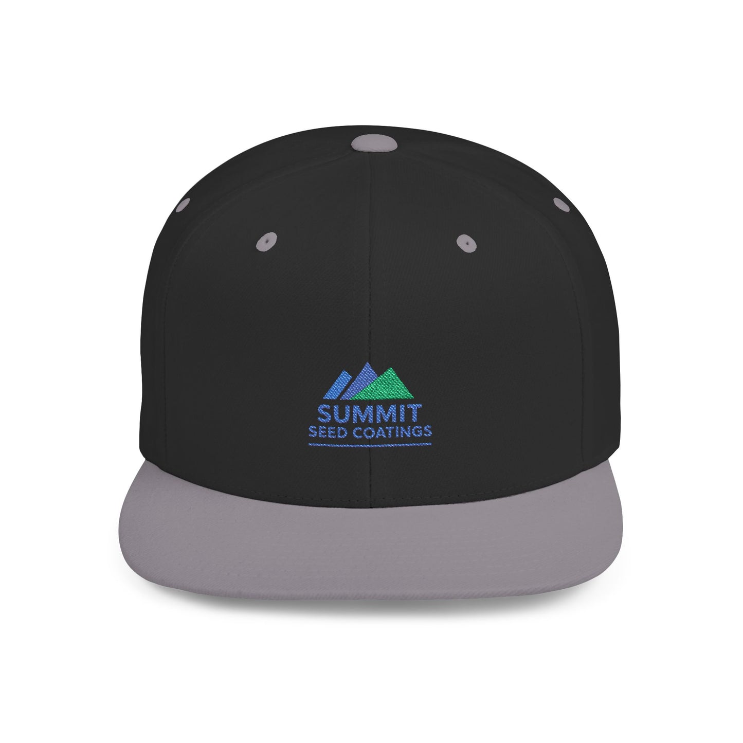 Summit Seed Coatings | Trendy Flat Bill Snapback Hat | Embroidered | Customizable Cap for Casual Style | Ideal for Outdoor Events