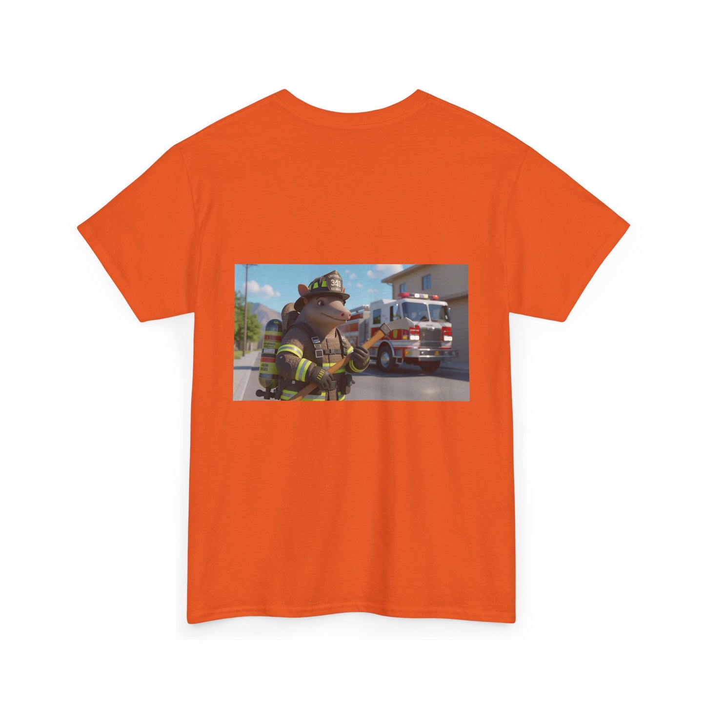 Firefighter Armadillo Tee | Custom Two Sided Print | Graphic Tee | Unisex Heavy Cotton Shirt | Fun Animal T-Shirt