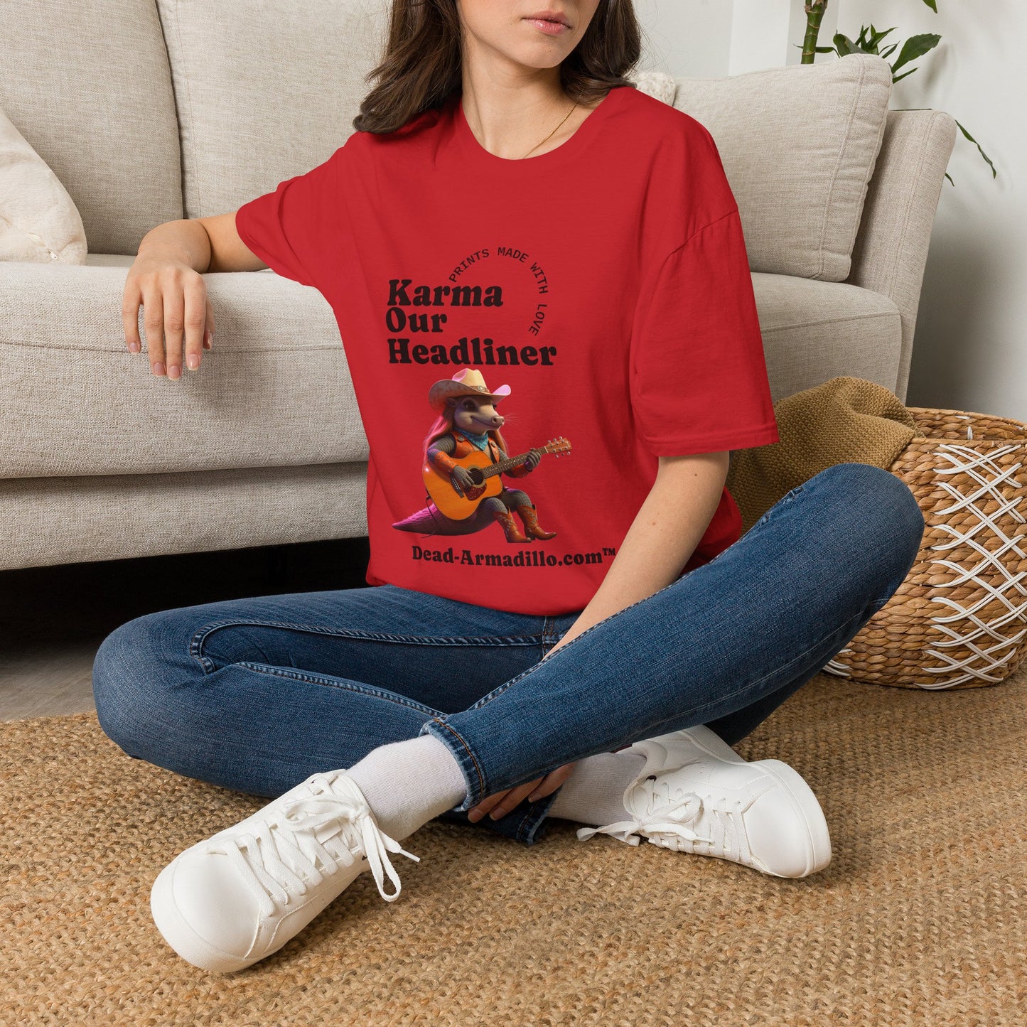 Karma "Our Headliner" | Playing Guitar Graphic Tee | Dead-Armadillo.com™