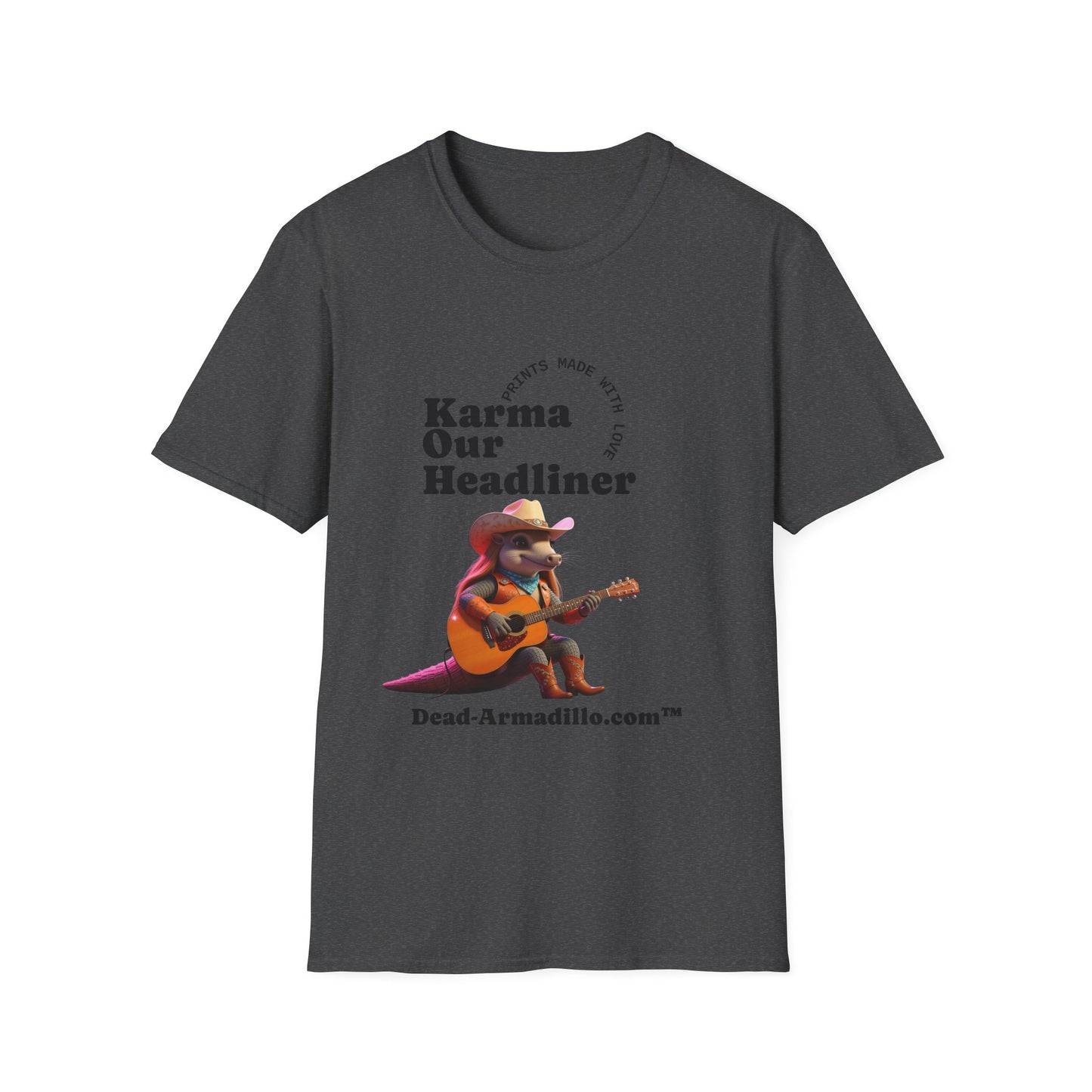 Karma "Our Headliner" | Playing Guitar Graphic Tee | Dead-Armadillo.com™