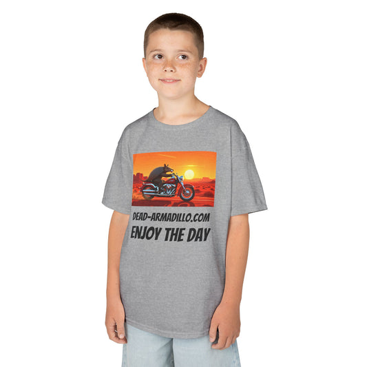 Kids Graphic Tee | Enjoy the Day | Motorcycle Design | Kids Motorcycle Shirt | Fun Kid's Outdoor Tee | Adventure Apparel | Gift for Young Riders  1st set of colors
