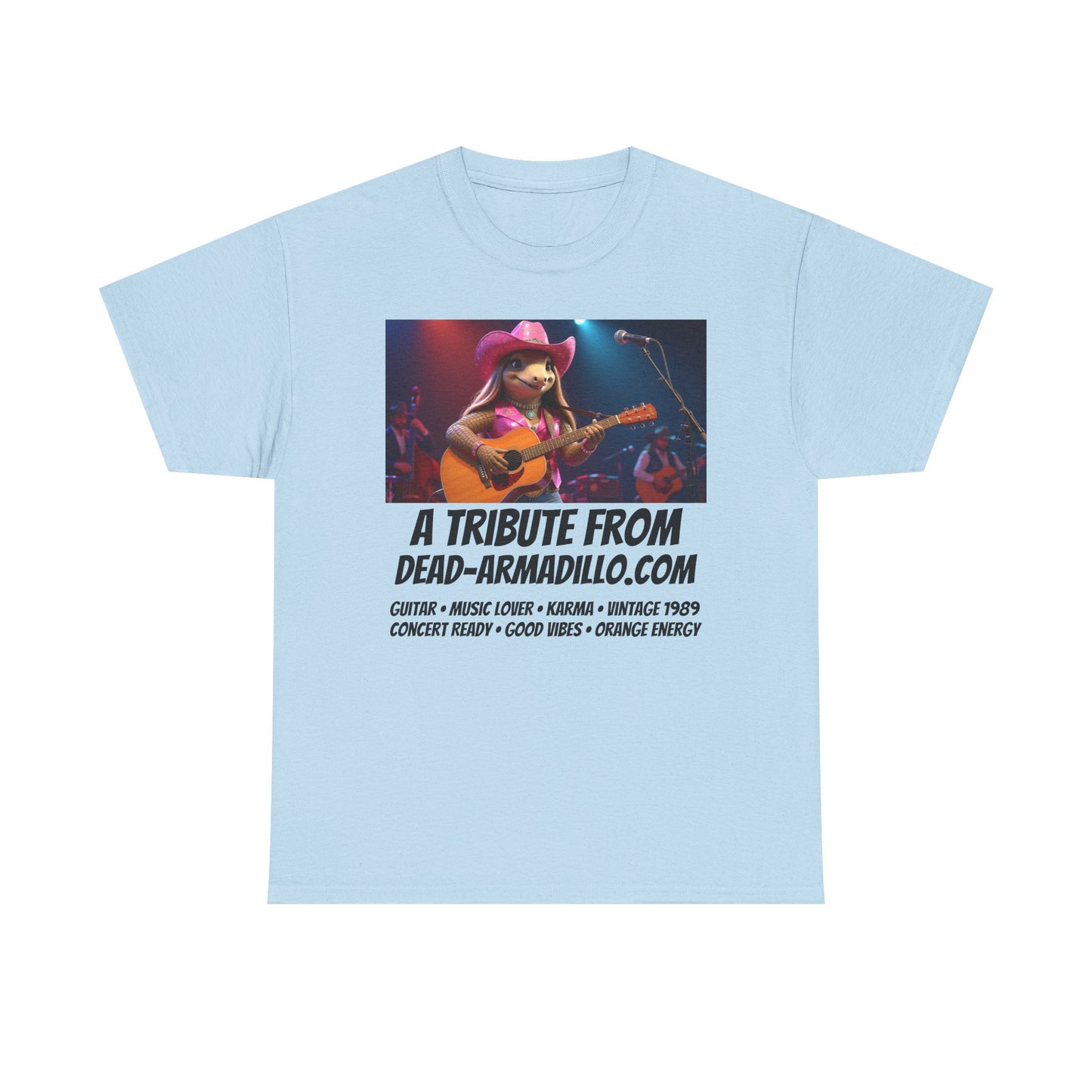 "Armadillo playing the Guitar | Tribute | Karma | Swifties | World Tour | Orange | Fun Graphic Design | Perfect for Casual Wear | Music Lovers | Concerts | Gift for Friends"