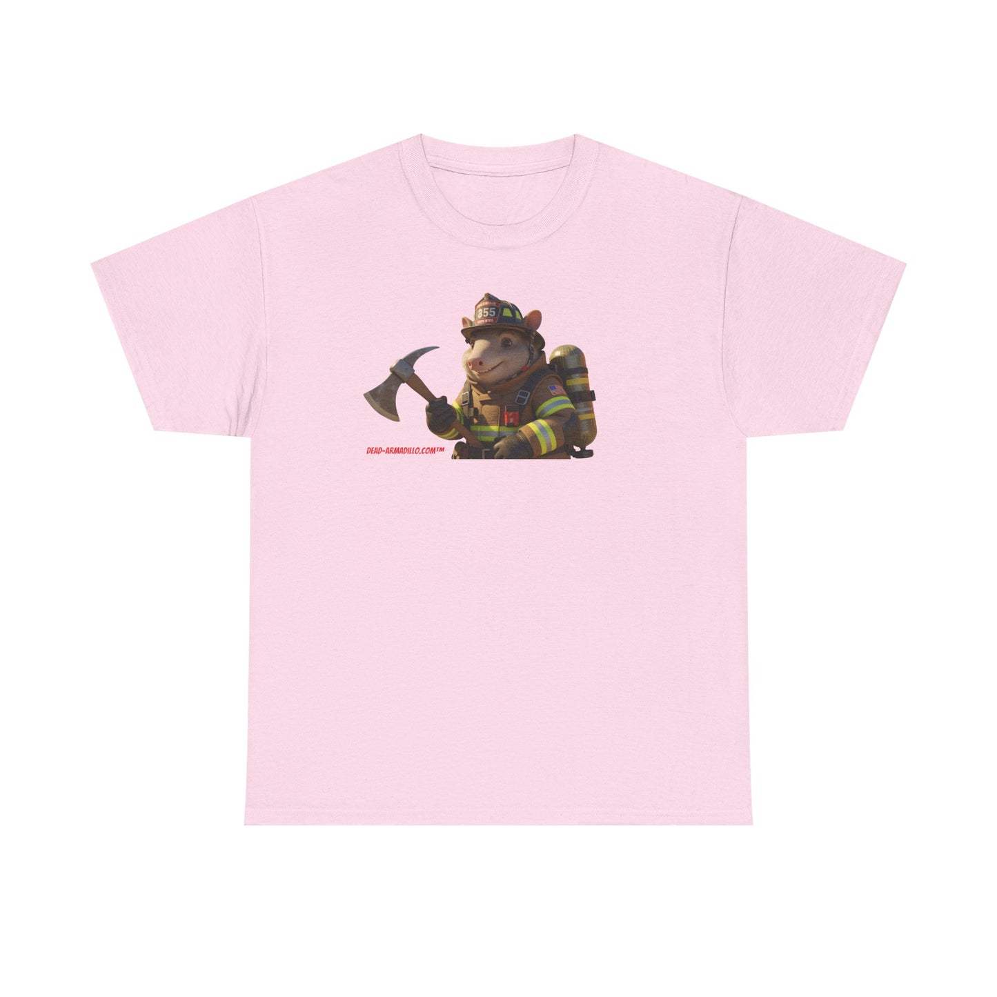 Firefighter Armadillo Tee | Custom Two Sided Print | Graphic Tee | Unisex Heavy Cotton Shirt | Fun Animal T-Shirt