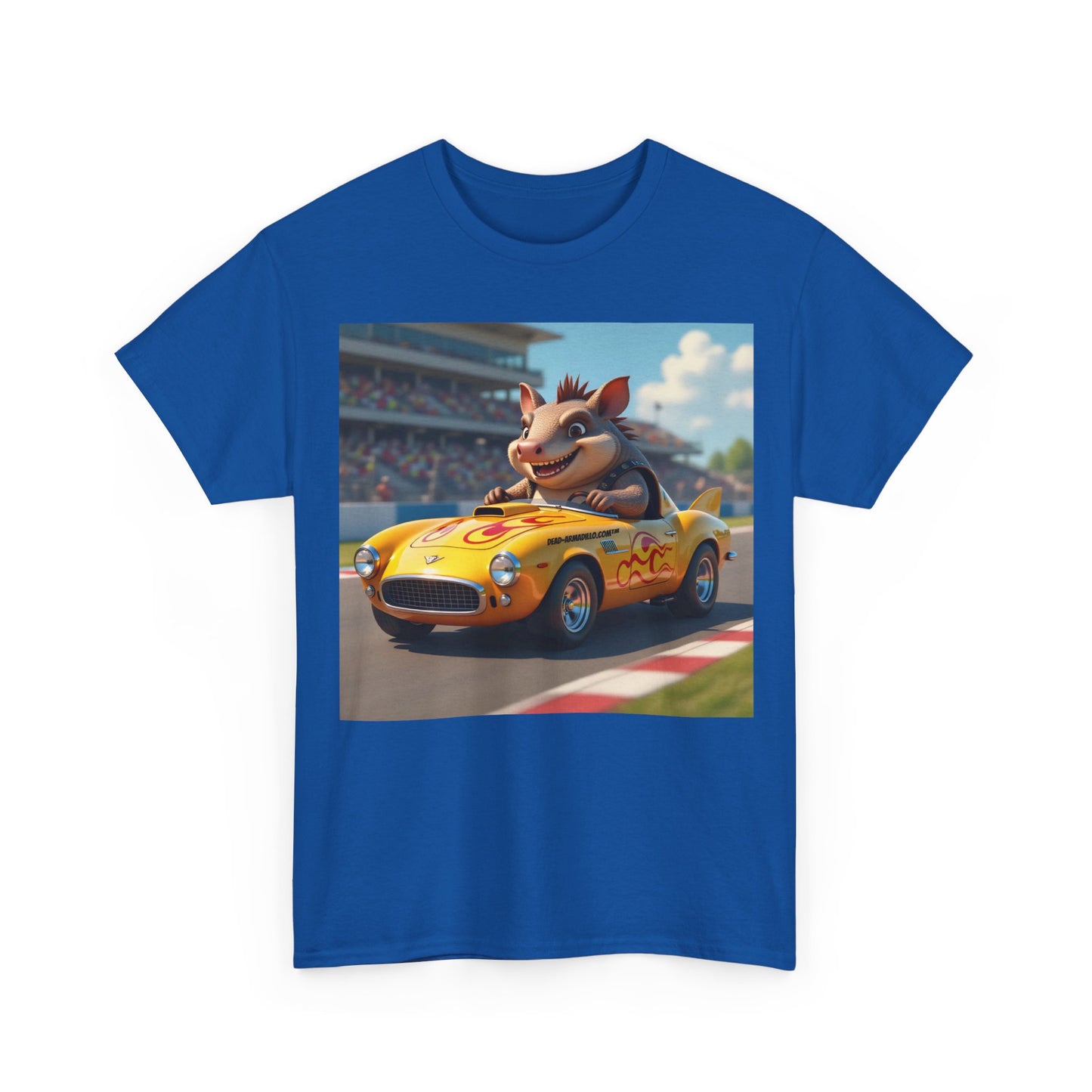 Cute Armadillo in Racing Car | Kids Sizing | Armadillo Racing | 2 sided Print  Tee | Dead-Armadillo.com