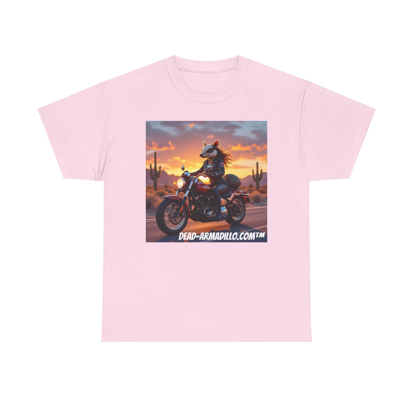 "Women's Biker Tee | Custom made by  Dead-Armadillo.com™  | Armadillo themed | Unisex Heavy Cotton Shirt | Your Adventure awaits | Road Trip Apparel"