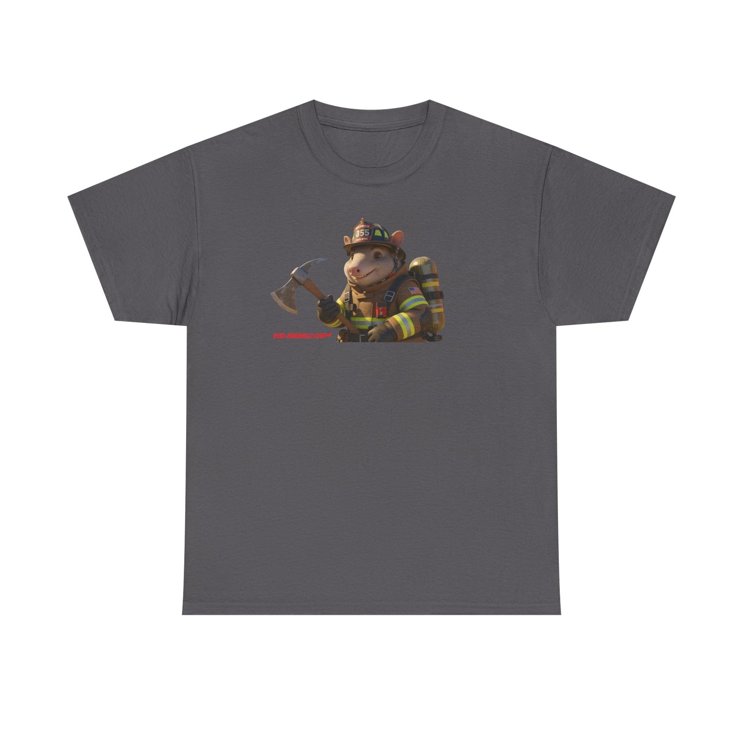 Firefighter Armadillo Tee | Custom Two Sided Print | Graphic Tee | Unisex Heavy Cotton Shirt | Fun Animal T-Shirt