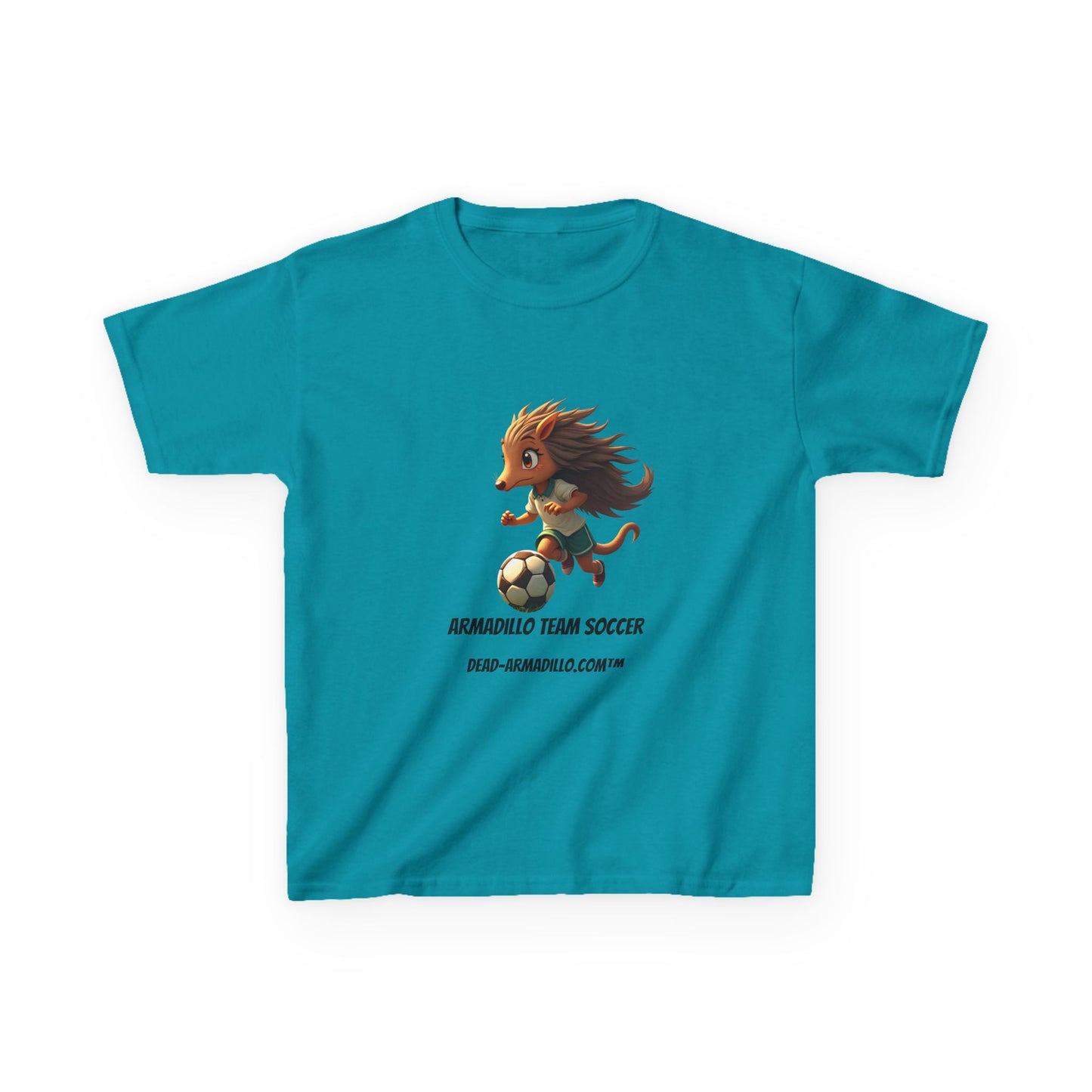Kids Soccer T‑Shirt — Armadillo Team Soccer Cute Mascot Tee