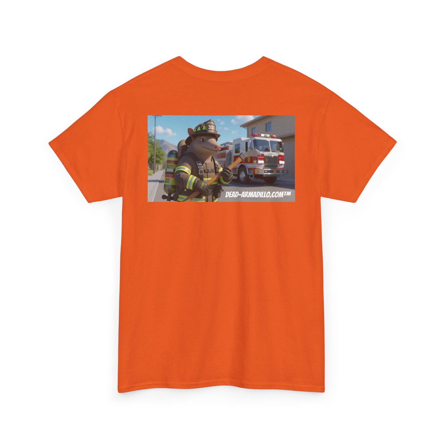 Firefighter Armadillo Tee |  Custom Two Sided Print  | Graphic Tee | Unisex Heavy Cotton Shirt | Fun Animal T-Shirt