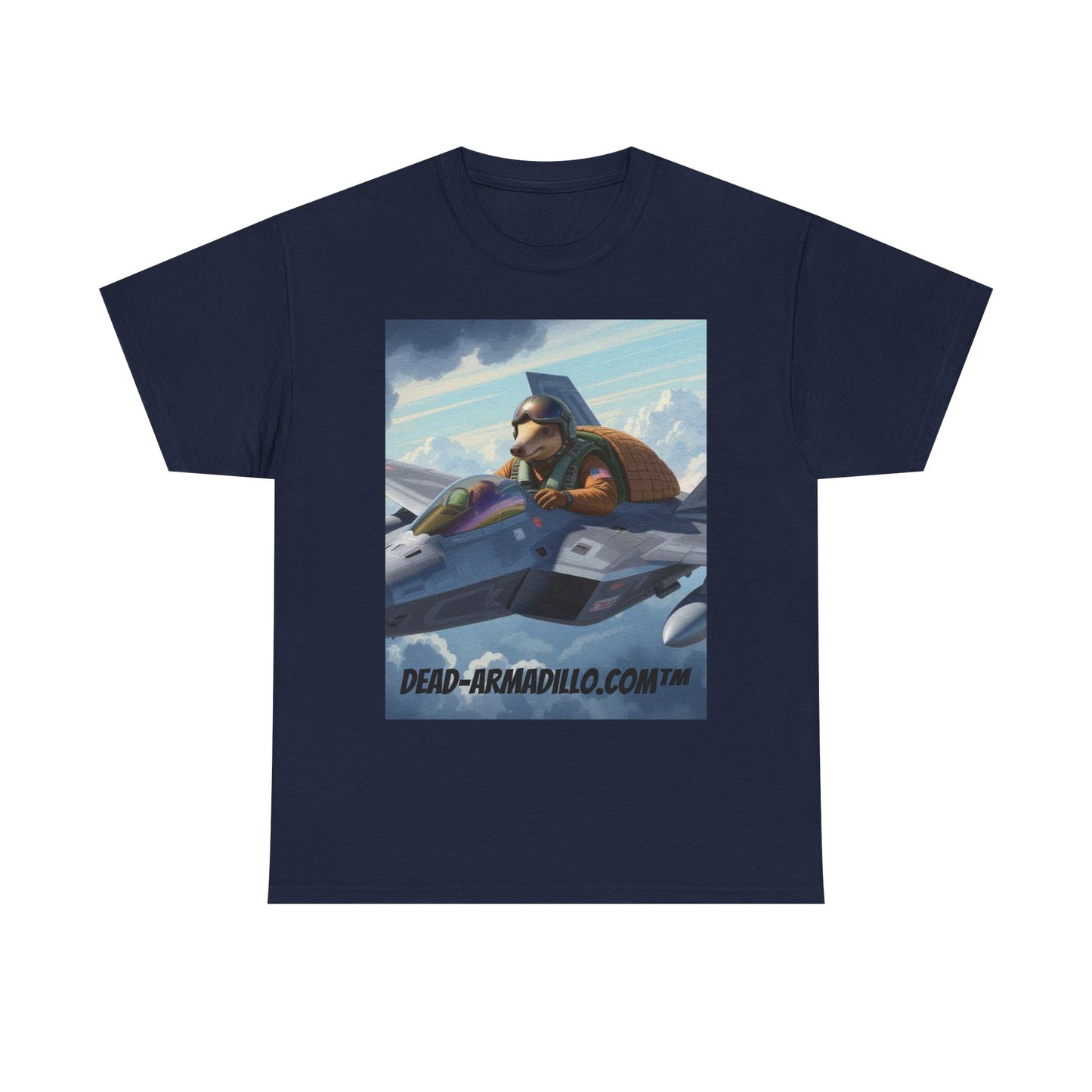 "Aviator Tee | Armadillo Flying a Jet Plane | Custom made by Dead-Armadillo.com™ | Clouds Zoom | Wild Blue Yonder"