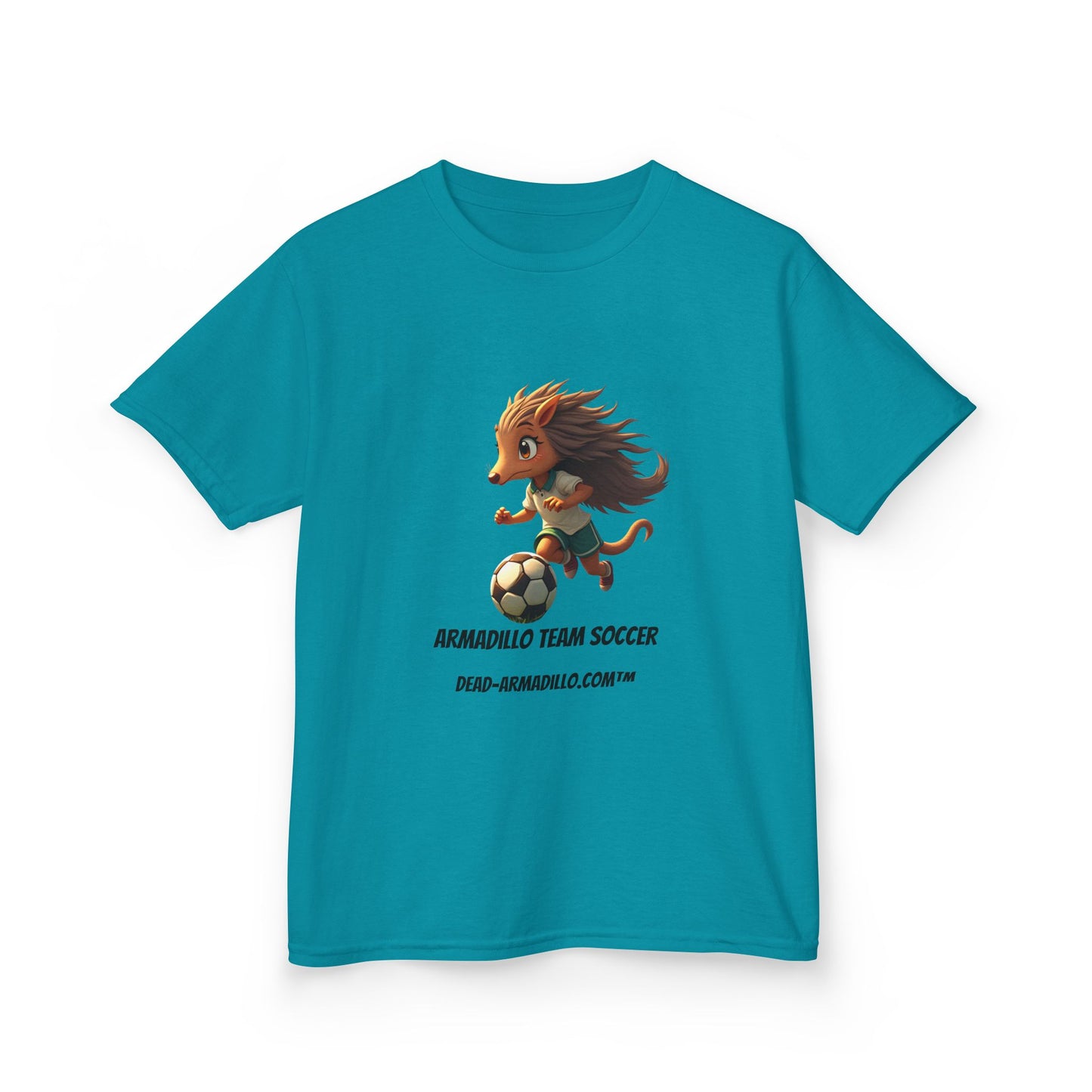 Kids Soccer T‑Shirt — Armadillo Team Soccer Cute Mascot Tee