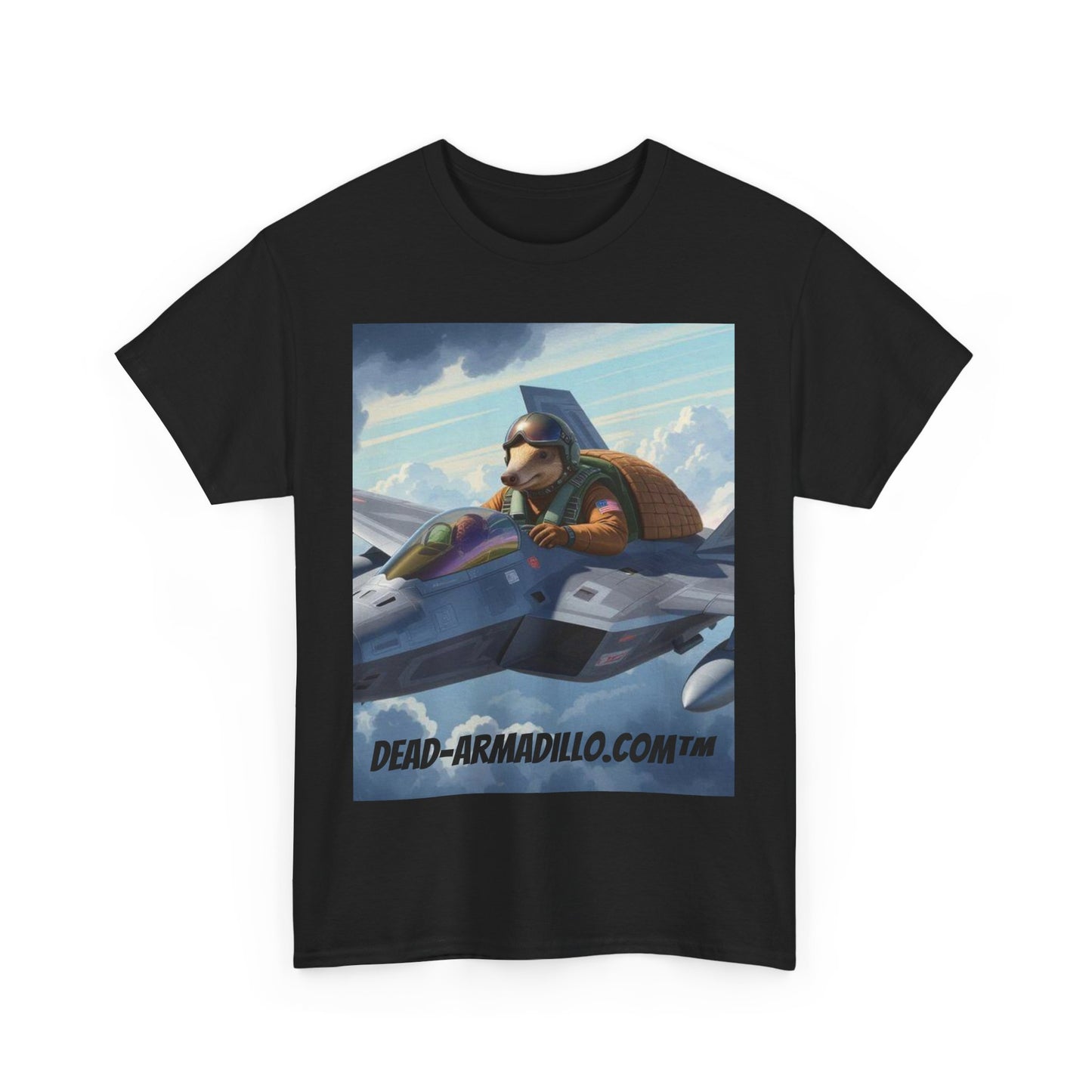 "Aviator Tee | Armadillo Flying a Jet Plane | Custom made by Dead-Armadillo.com™ | Clouds Zoom | Wild Blue Yonder"