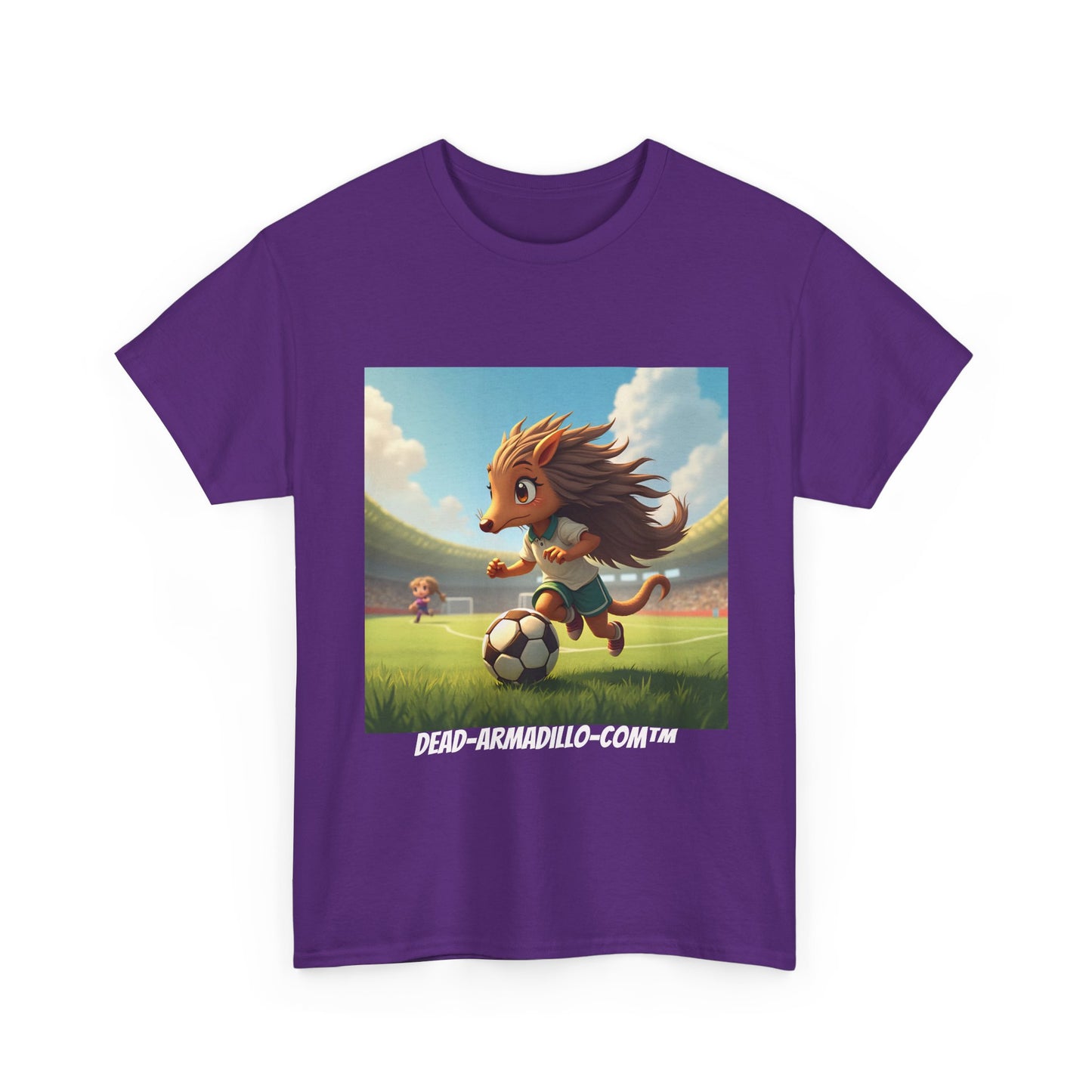 Adults Soccer Armadillo T-Shirt | Cute Playing Soccer Graphic Tee | with Background