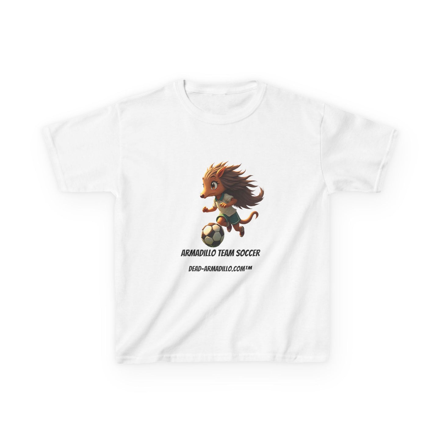 Kids Soccer T‑Shirt — Armadillo Team Soccer Cute Mascot Tee