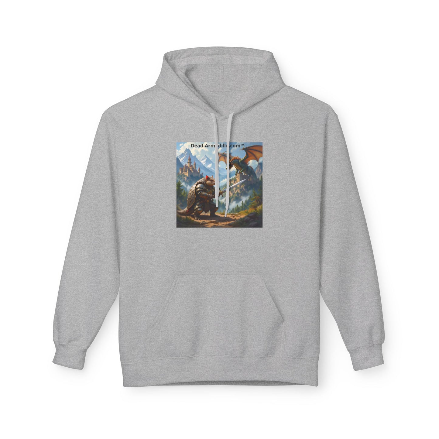 Arlo the Armadillo | Gamer Hoodie | Fantasy Mountain Scene | with Dragon and Castles