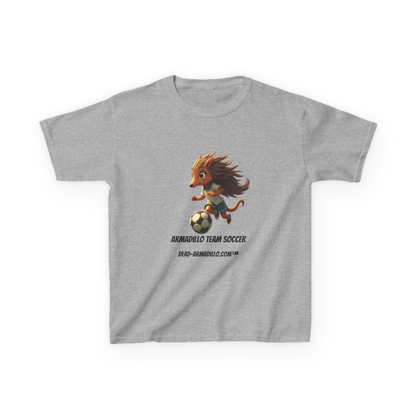 Kids Soccer T‑Shirt — Armadillo Team Soccer Cute Mascot Tee