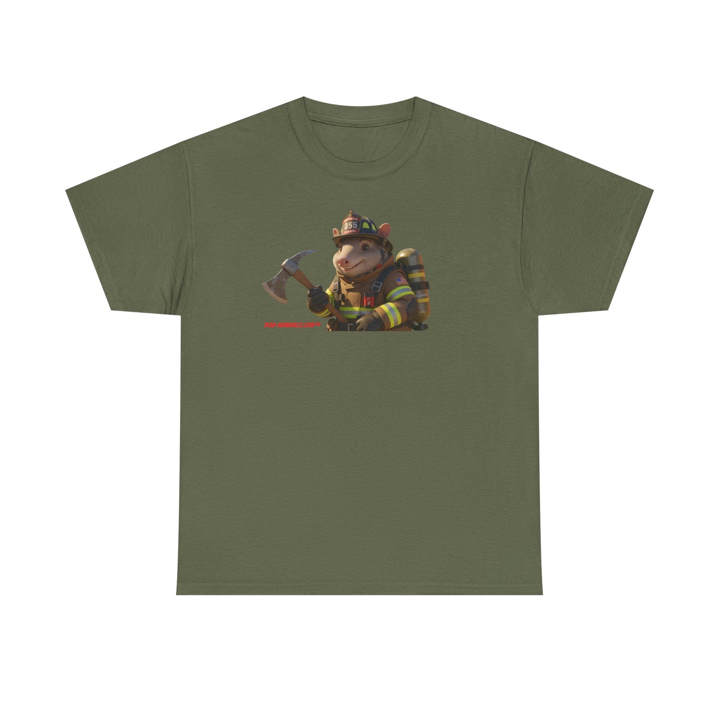 Firefighter Armadillo Tee | Custom Two Sided Print | Graphic Tee | Unisex Heavy Cotton Shirt | Fun Animal T-Shirt
