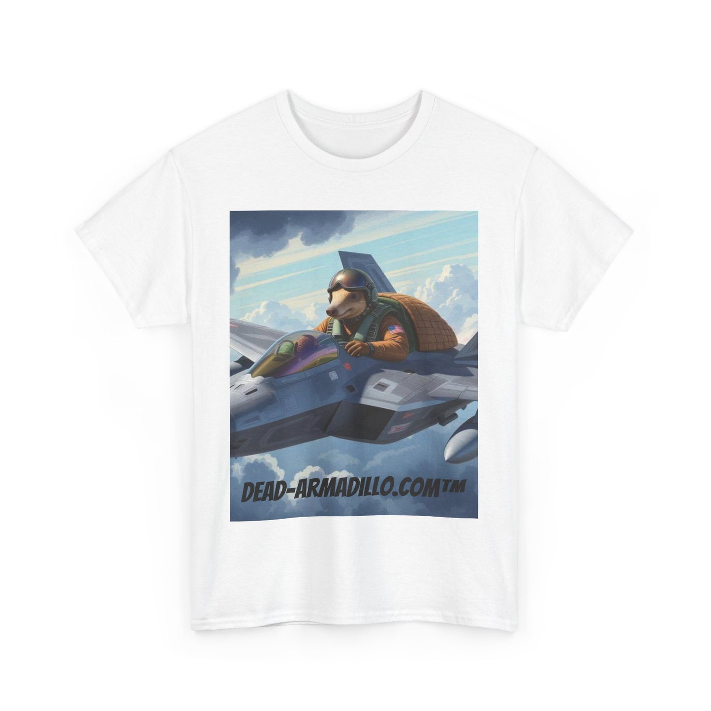 "Aviator Tee | Armadillo Flying a Jet Plane | Custom made by Dead-Armadillo.com™ | Clouds Zoom | Wild Blue Yonder"