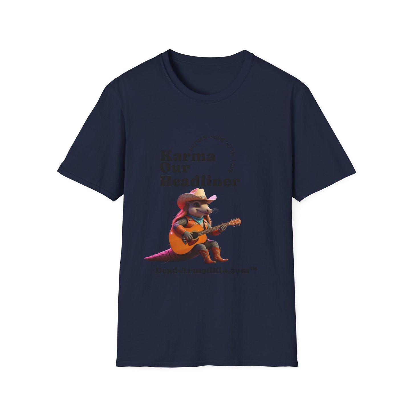 Karma "Our Headliner" | Playing Guitar Graphic Tee | Dead-Armadillo.com™