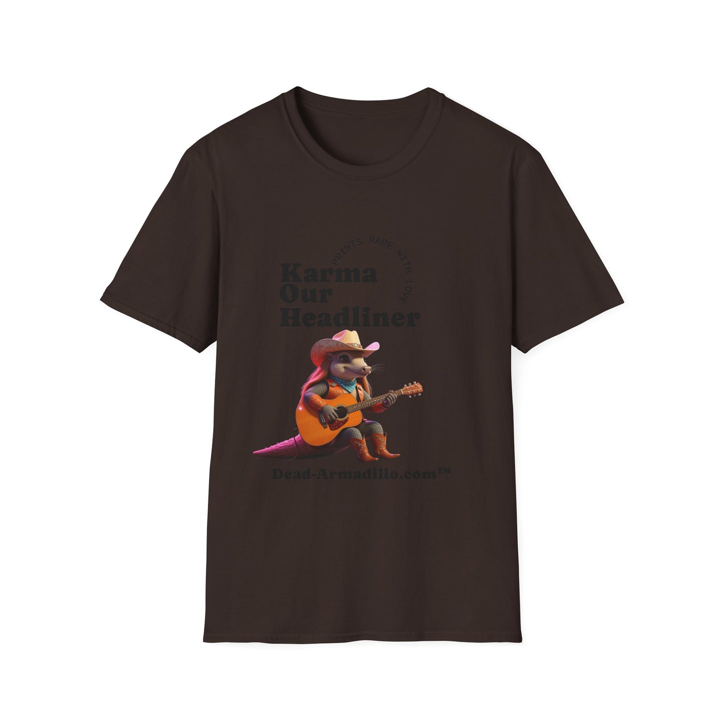 Karma "Our Headliner" | Playing Guitar Graphic Tee | Dead-Armadillo.com™