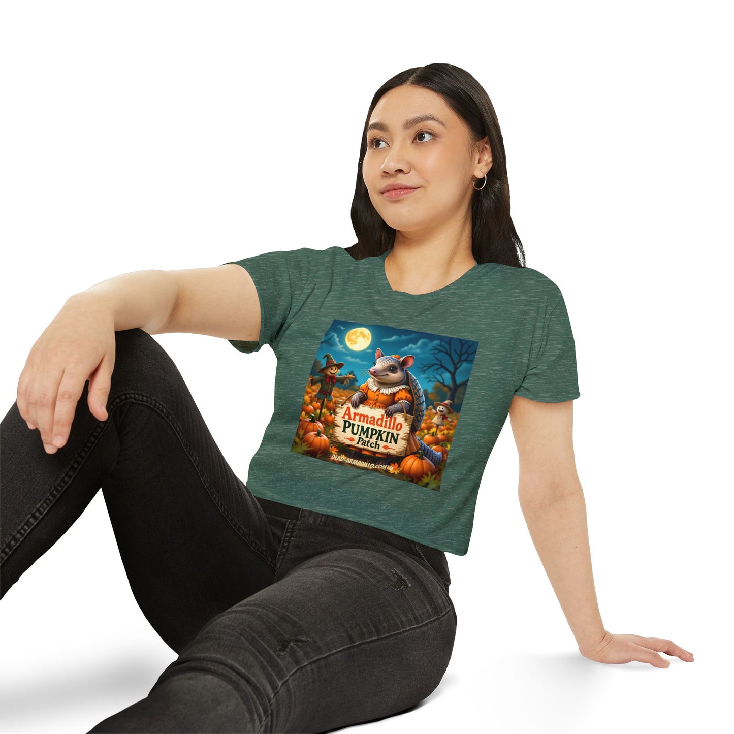 Armadillo Pumpkin Patch Crop Top — Women’s Halloween Festival Tee