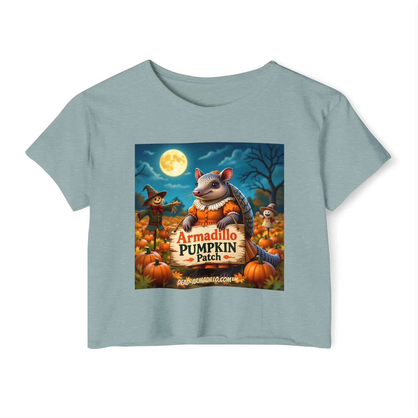 Armadillo Pumpkin Patch Crop Top — Women’s Halloween Festival Tee