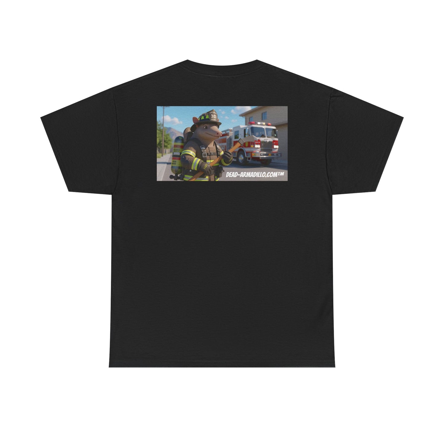 Firefighter Armadillo Tee |  Custom Two Sided Print  | Graphic Tee | Unisex Heavy Cotton Shirt | Fun Animal T-Shirt