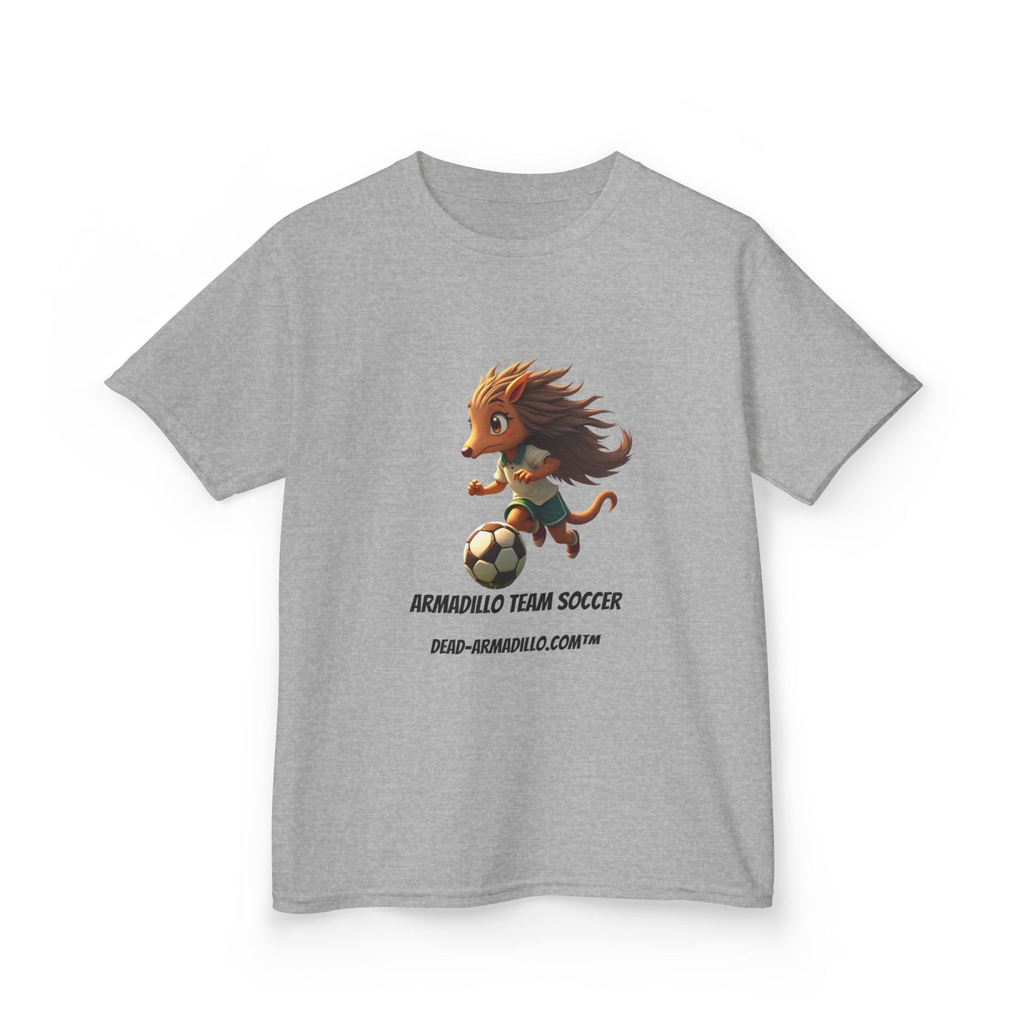 Kids Soccer T‑Shirt — Armadillo Team Soccer Cute Mascot Tee