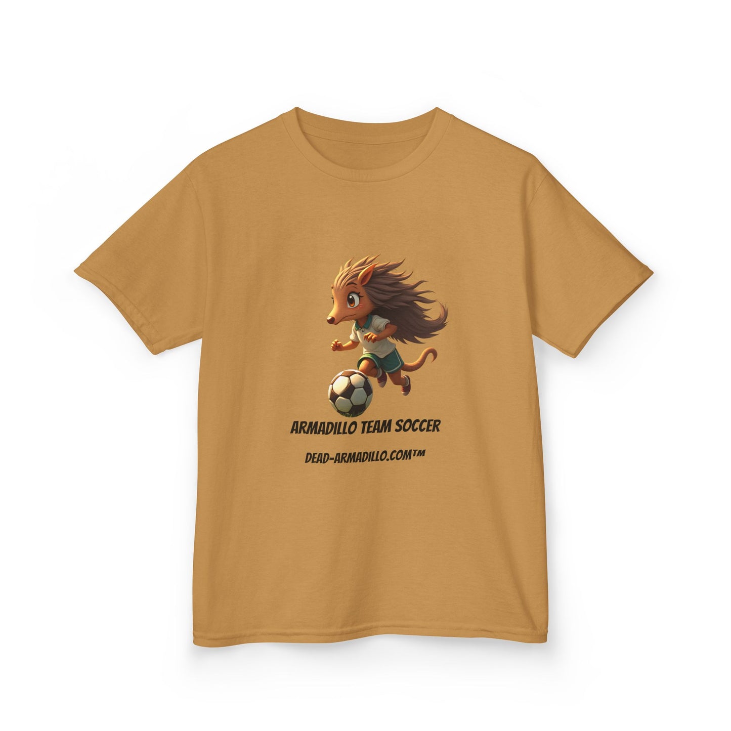 Kids Soccer T‑Shirt — Armadillo Team Soccer Cute Mascot Tee