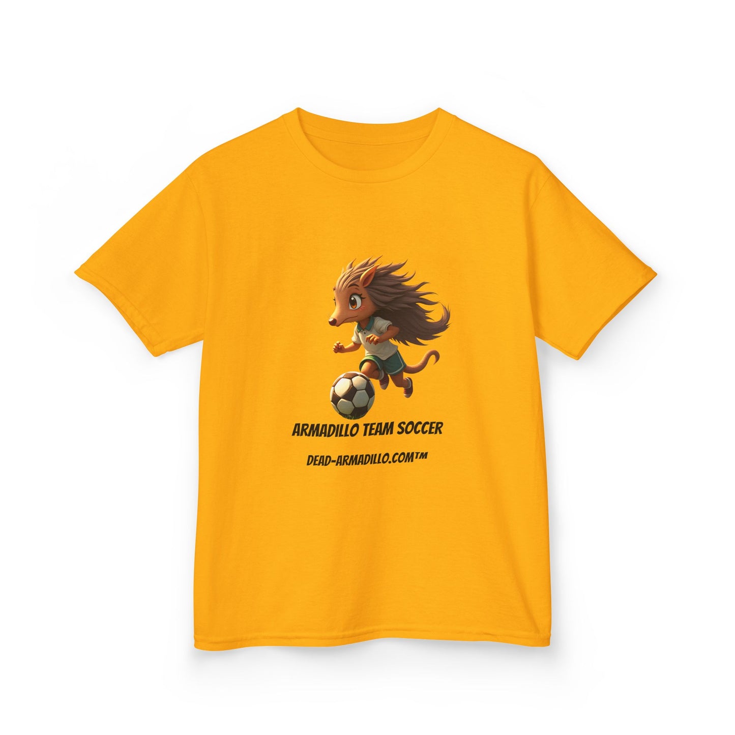 Kids Soccer T‑Shirt — Armadillo Team Soccer Cute Mascot Tee