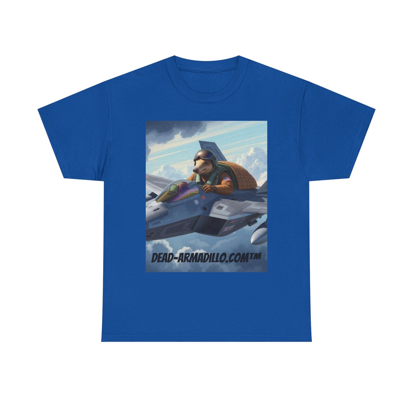 "Aviator Tee | Armadillo Flying a Jet Plane | Custom made by Dead-Armadillo.com™ | Clouds Zoom | Wild Blue Yonder"