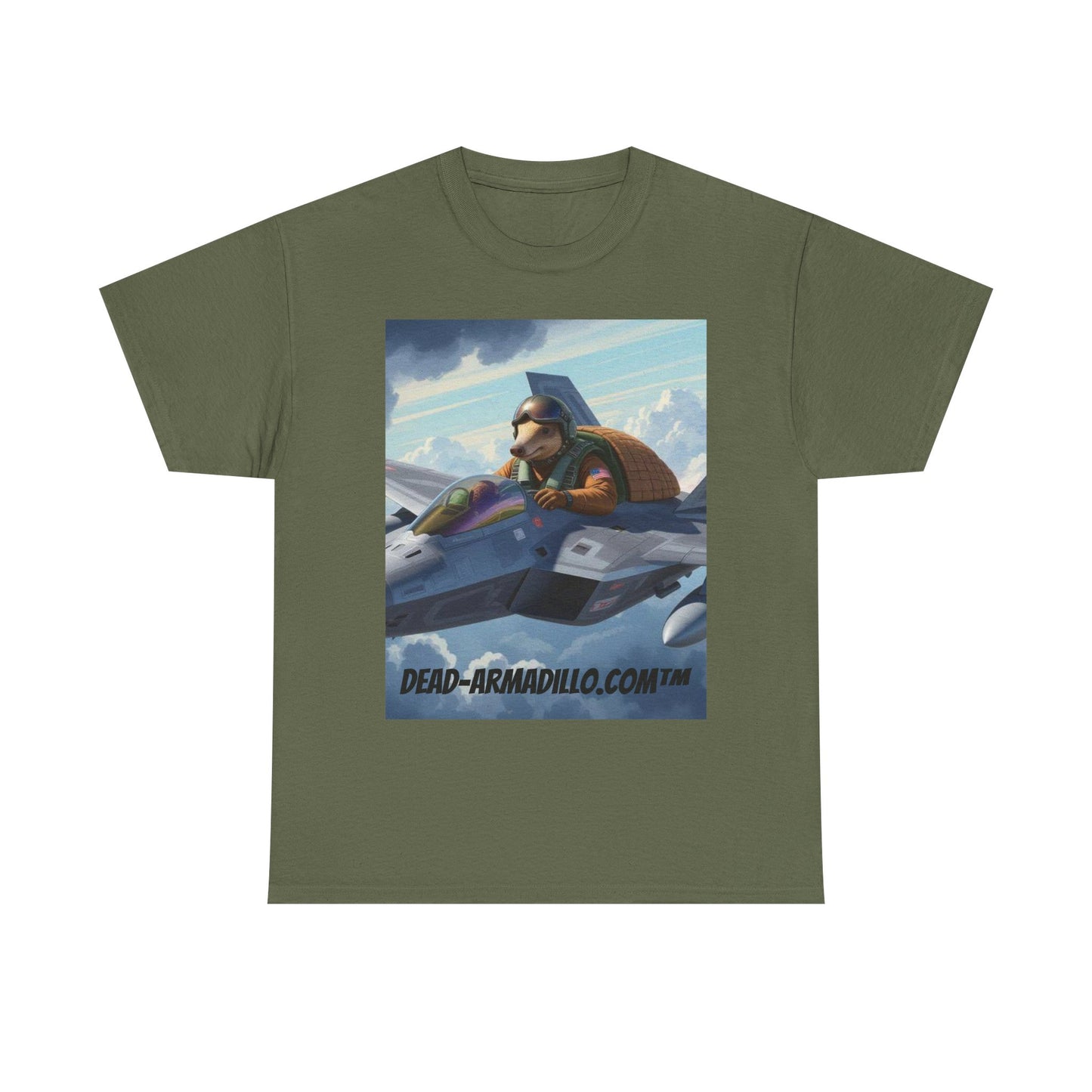 "Aviator Tee | Armadillo Flying a Jet Plane | Custom made by Dead-Armadillo.com™ | Clouds Zoom | Wild Blue Yonder"