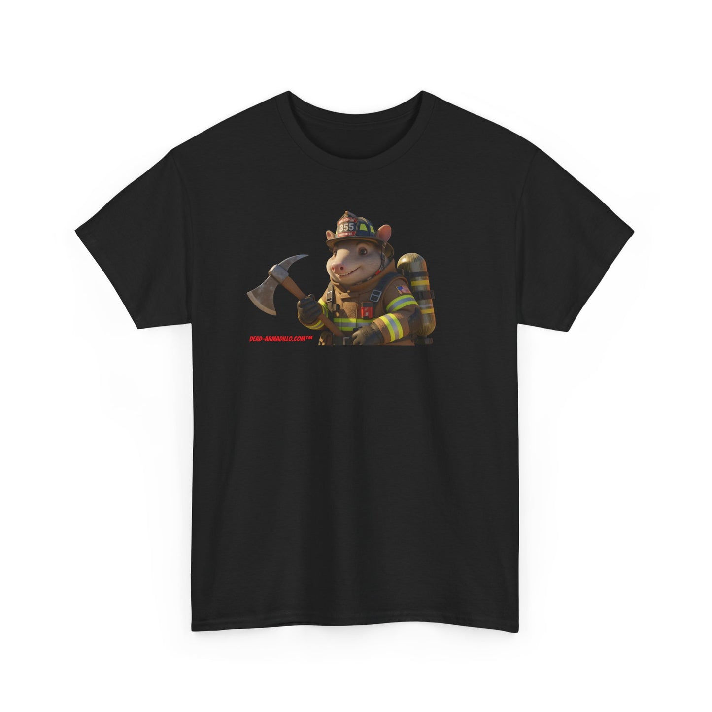 Firefighter Armadillo Tee | Custom Two Sided Print | Graphic Tee | Unisex Heavy Cotton Shirt | Fun Animal T-Shirt