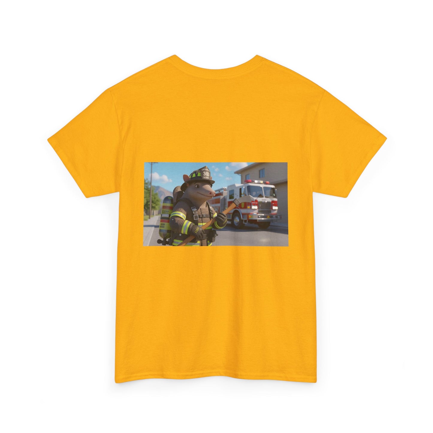 Firefighter Armadillo Tee | Custom Two Sided Print | Graphic Tee | Unisex Heavy Cotton Shirt | Fun Animal T-Shirt