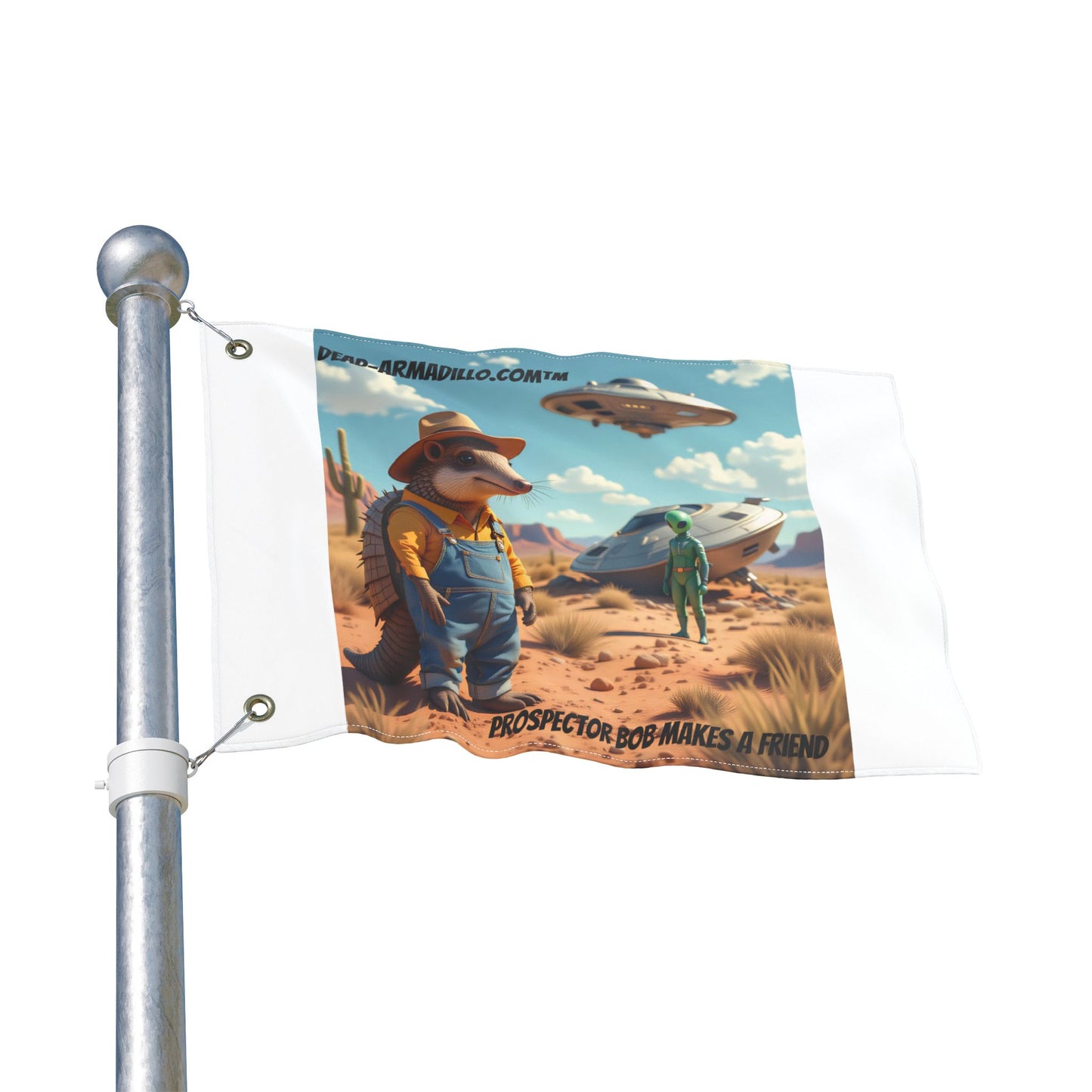 Prospector Bob | Dead-Armadillo.com™ | Double-Sided Flag | 12 × 18" Kids' Sports & Storytime Banner
