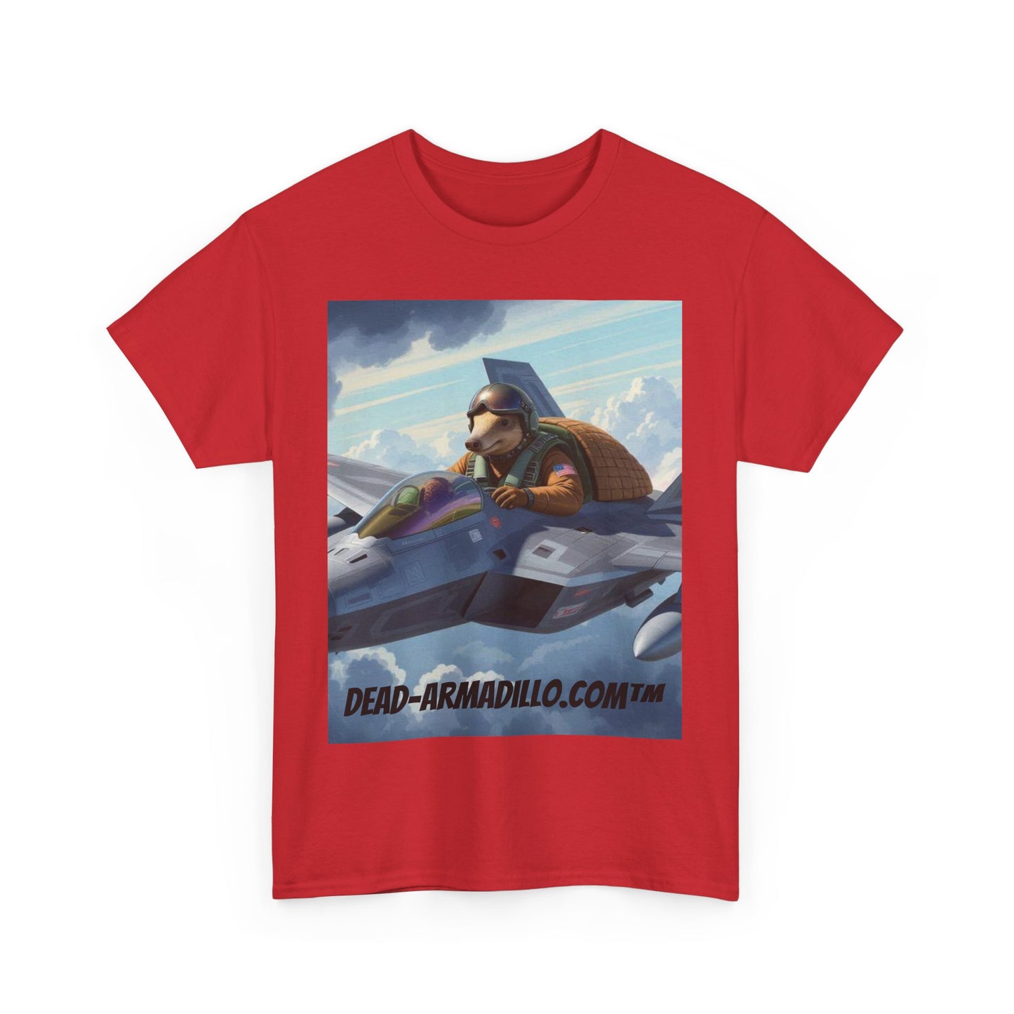 "Aviator Tee | Armadillo Flying a Jet Plane | Custom made by Dead-Armadillo.com™ | Clouds Zoom | Wild Blue Yonder"