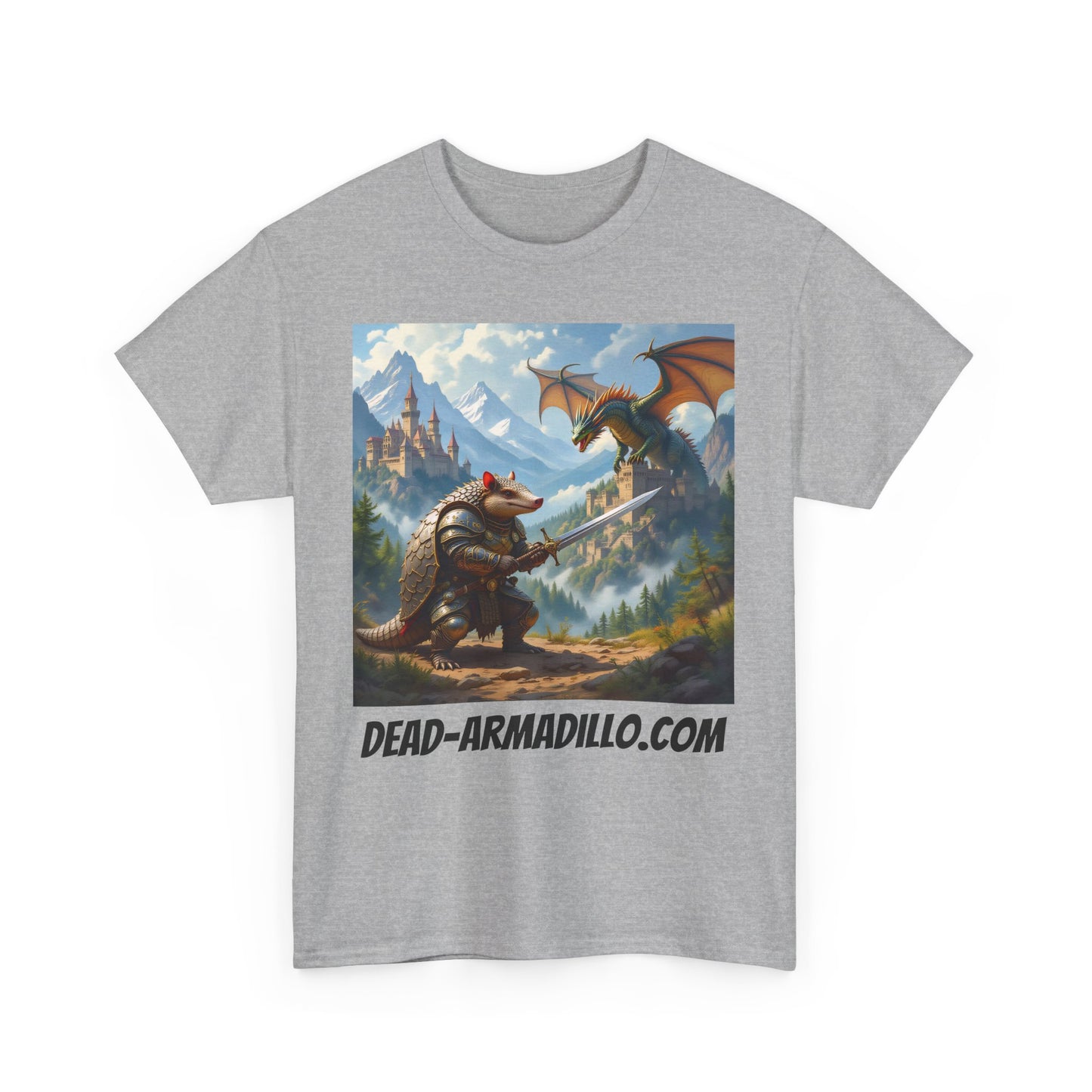Fantasy Battle Tee | Unisex Heavy Cotton T-Shirt | with Dragon and Warrior Design | Perfect for Gamers | Fantasy Lovers | Casual Wear| Gifts