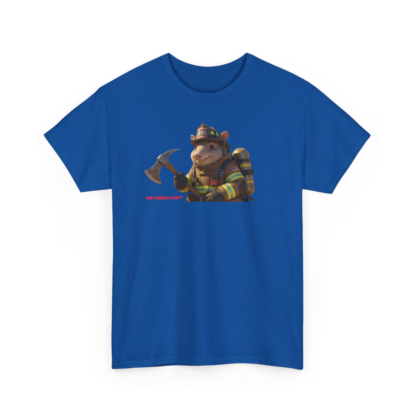 Firefighter Armadillo Tee | Custom Two Sided Print | Graphic Tee | Unisex Heavy Cotton Shirt | Fun Animal T-Shirt