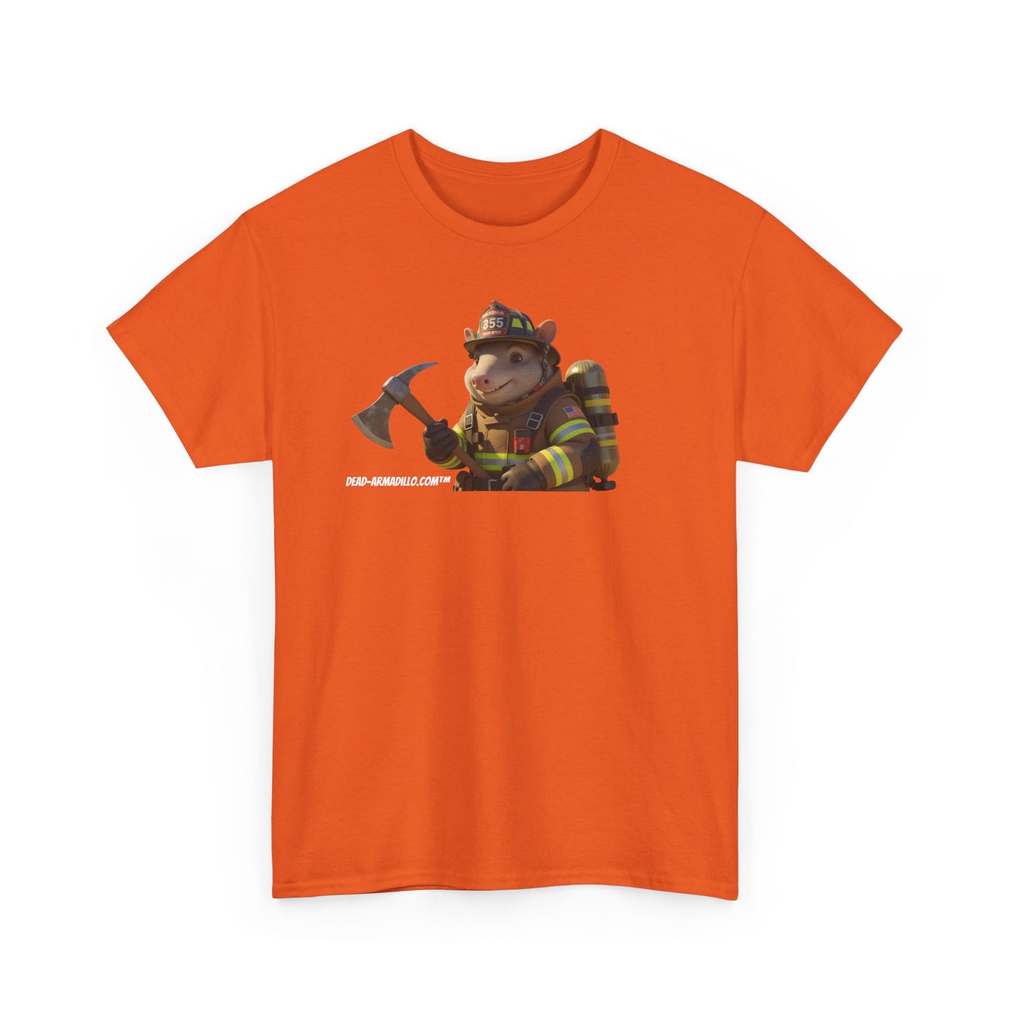 Firefighter Armadillo Tee |  Custom Two Sided Print  | Graphic Tee | Unisex Heavy Cotton Shirt | Fun Animal T-Shirt