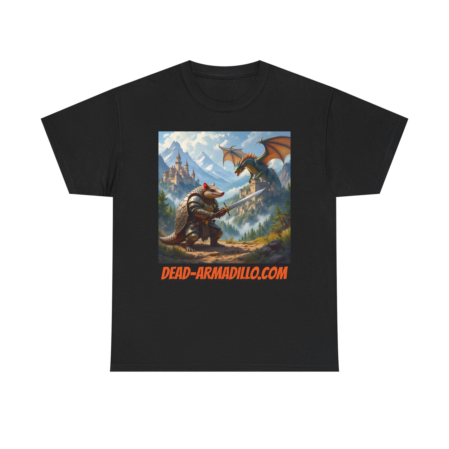 Fantasy Battle Tee | Unisex Heavy Cotton T-Shirt | with Dragon and Warrior Design | Perfect for Gamers | Fantasy Lovers | Casual Wear| Gifts