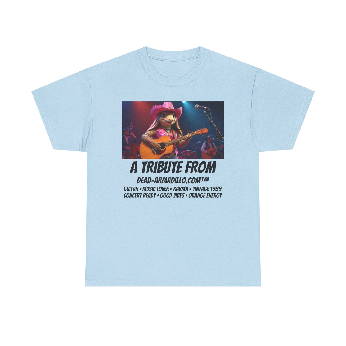 "Armadillo playing the Guitar | Tribute | Karma | Swifties | World Tour | Orange | Kids Sizes | custom made by  Dead-Armadillo.com™  | Fun Graphic Design | Perfect for Casual Wear | Music Lovers | Gift for Friends"