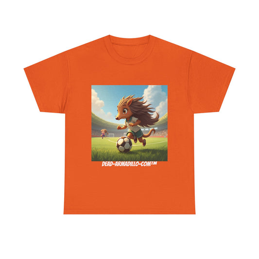 Adults Soccer Armadillo T-Shirt | Cute Playing Soccer Graphic Tee | with Background