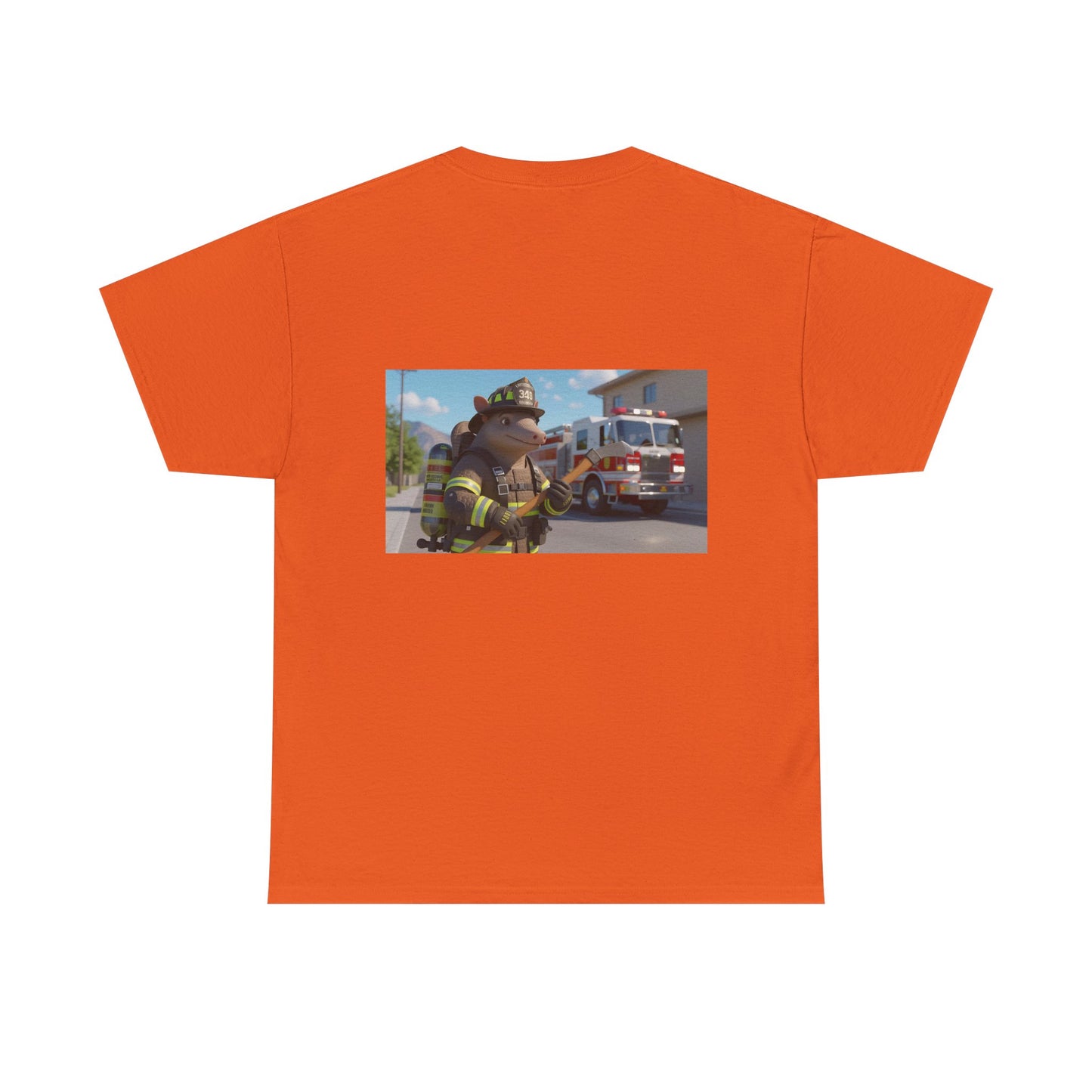 Firefighter Armadillo Tee | Custom Two Sided Print | Graphic Tee | Unisex Heavy Cotton Shirt | Fun Animal T-Shirt