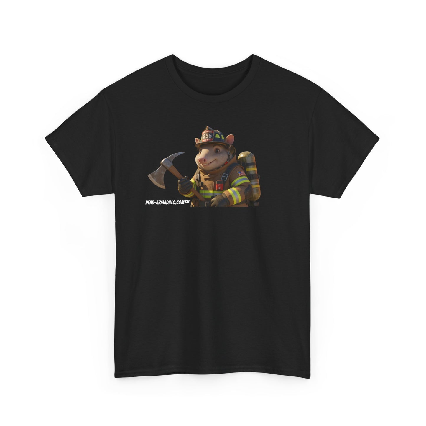 Firefighter Armadillo Tee |  Custom Two Sided Print  | Graphic Tee | Unisex Heavy Cotton Shirt | Fun Animal T-Shirt