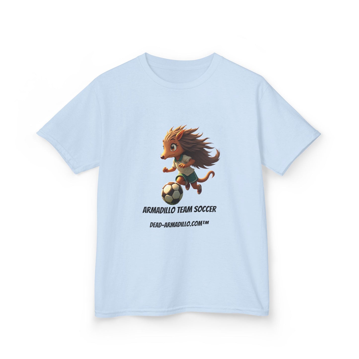 Kids Soccer T‑Shirt — Armadillo Team Soccer Cute Mascot Tee